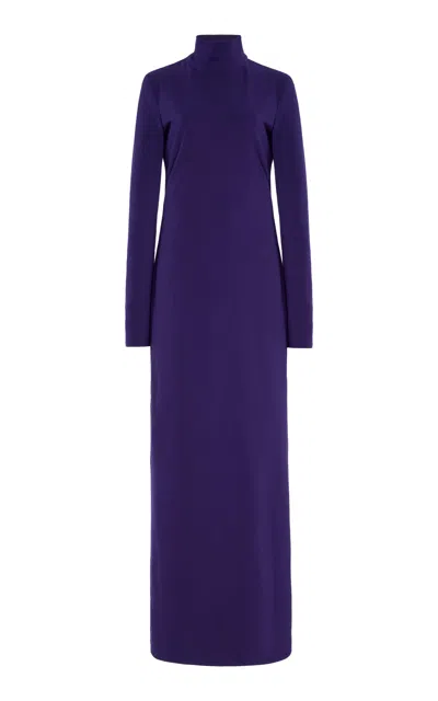 Colleen Allen Keyhole Turtleneck Jersey Dress In Purple