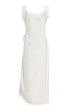 Colleen Allen Lace Trimmed Silk Dress In White