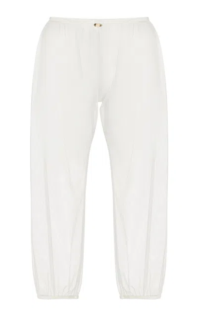 Colleen Allen Layered Stretch-tulle Capri Pants In Ivory