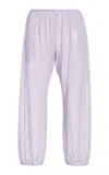 Colleen Allen Layered Stretch-tulle Capri Pants In Light Blue