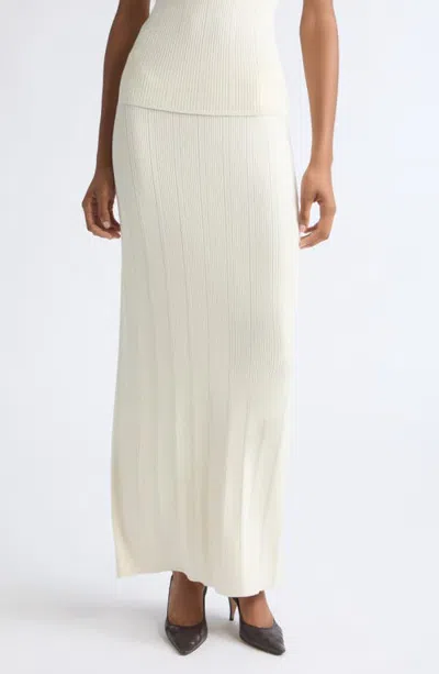 Colleen Allen Merino Wool Rib Maxi Skirt In White