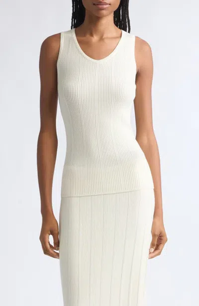 Colleen Allen Merino Wool Rib Tank In White