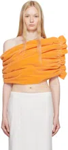 Colleen Allen Orange Velvet Shawl Top In Peach