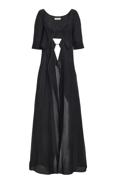 Colleen Allen Regency Silk Voile Duster In Black