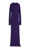 Colleen Allen Ruched Light Cotton Dress In Purple