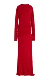 Colleen Allen Ruched Light Cotton Dress In Red