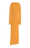 Colleen Allen Ruched Waist Cotton Dress In Orange