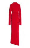 Colleen Allen Ruched Waist Cotton Dress In Red