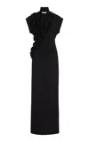 Colleen Allen Ruffled Jersey Dress In Black