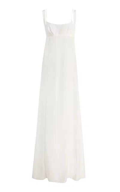 Colleen Allen Scoop Front Silk Voile Dress In White