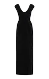 Colleen Allen Scoop Neck Velvet Dress In Black