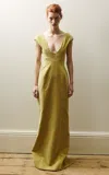 Colleen Allen Scoop Neck Velvet Dress In Green