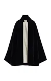 Colleen Allen Short Pocket Velvet Cloak In Blue