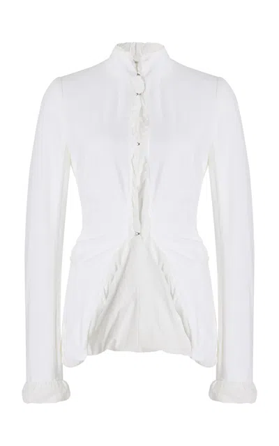 Colleen Allen Shrunken Jersey Cotton Jacket In White