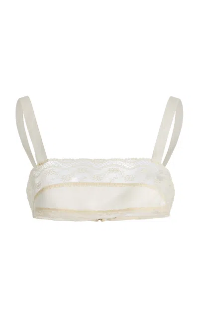 Colleen Allen Silk And Lace Bra In White