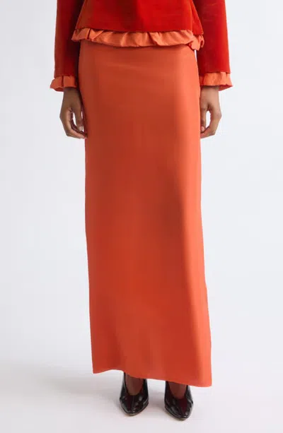 Colleen Allen Silk Habotai Maxi Slip Skirt In Orange