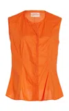 Colleen Allen Sleeveless Victorian Cotton Top In Orange
