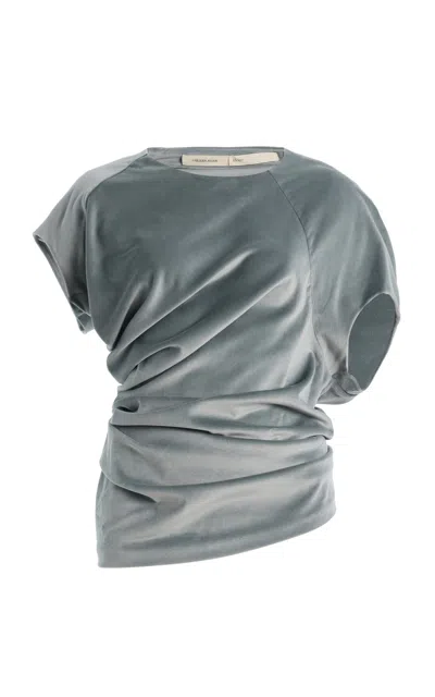 Colleen Allen Spiral Cotton Velvet Top In Gray