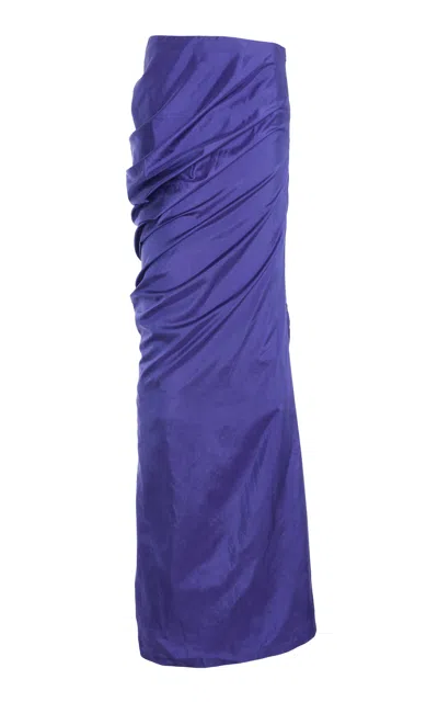 Colleen Allen Spiral Silk Taffeta Skirt In Blue