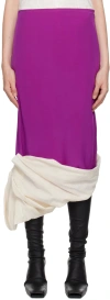 Colleen Allen Ssense Exclusive Purple & Beige Silk Habotai & Calico Midi Skirt In Orchid/beige