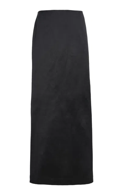 Colleen Allen Straight Silk Duchesse Maxi Skirt In Black