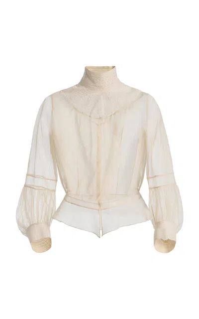 Colleen Allen Tulle And Lace Embroidery Top In White