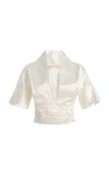 Colleen Allen Tuxedo Silk Top In White