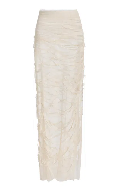 Colleen Allen Unraveled Cotton Lace Skirt In Neutral