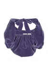 Colleen Allen Velvet Voluminous Cropped Cotton Jacket In Blue
