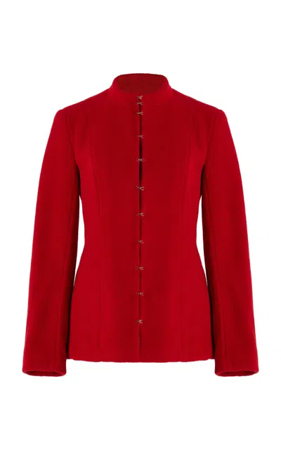 Colleen Allen Victorian Shaped Cotton Jacket In Red