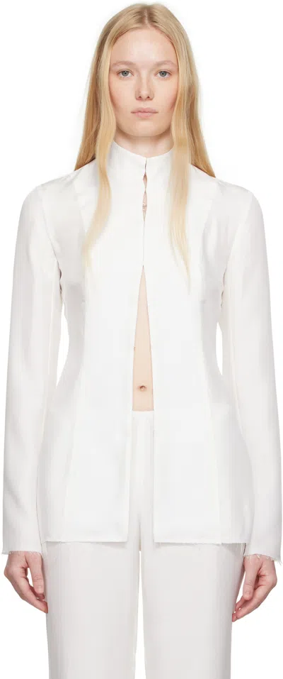 Colleen Allen White Silk Slip Blouse In Natural White