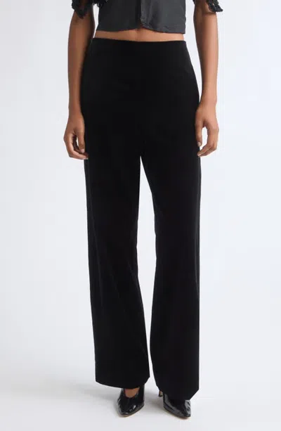 Colleen Allen Wide Leg Cotton Velvet Pants In Black