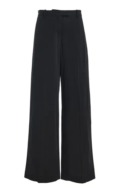Colleen Allen Wide Leg Tailored Wool Suiting Pants In Black