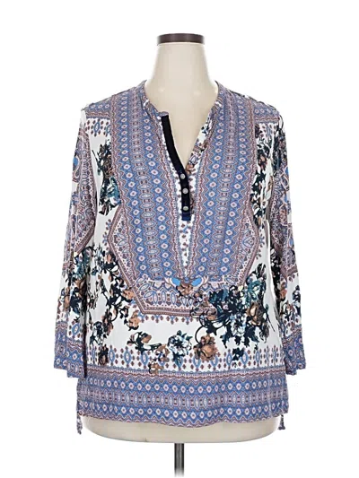 Pre-owned Colleen Lopez 3/4 Sleeve Blouse In Blue