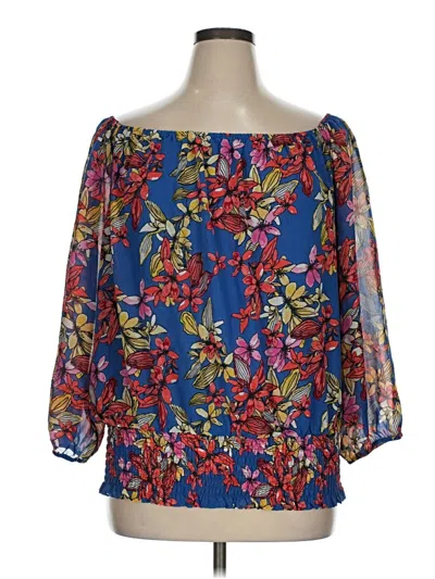 Pre-owned Colleen Lopez 3/4 Sleeve Blouse In Blue