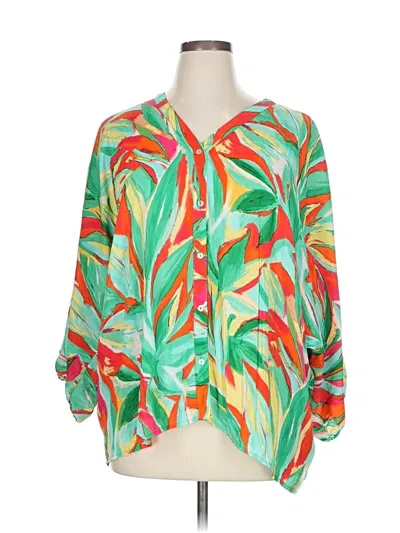 Pre-owned Colleen Lopez 3/4 Sleeve Blouse In Green