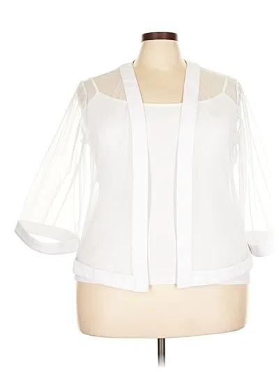 Pre-owned Colleen Lopez 3/4 Sleeve Blouse In White
