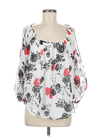 Pre-owned Colleen Lopez 3/4 Sleeve Blouse In White