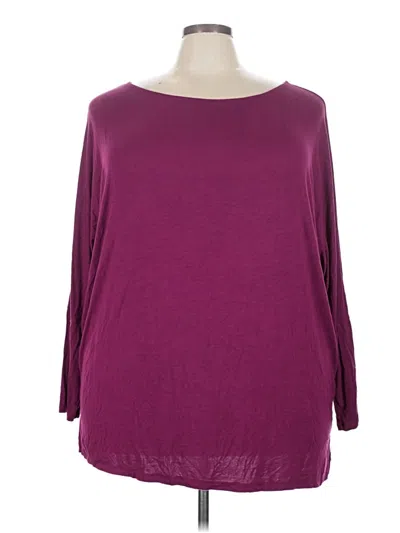 Pre-owned Colleen Lopez 3/4 Sleeve Top Purple Boatneck Tops