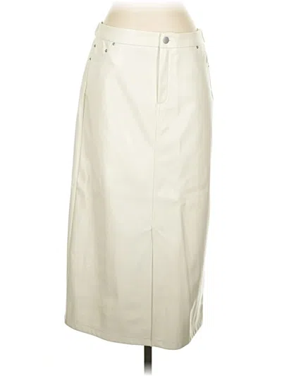 Pre-owned Colleen Lopez Faux Leather Skirt In Ivory