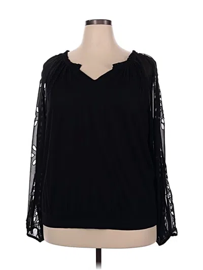 Pre-owned Colleen Lopez Long Sleeve Blouse In Black