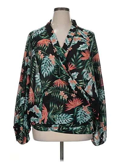 Pre-owned Colleen Lopez Long Sleeve Blouse In Green