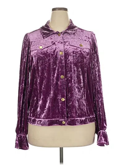 Pre-owned Colleen Lopez Long Sleeve Blouse In Purple