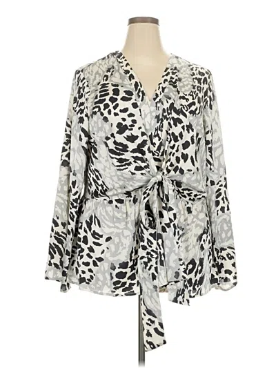 Pre-owned Colleen Lopez Long Sleeve Blouse In Silver