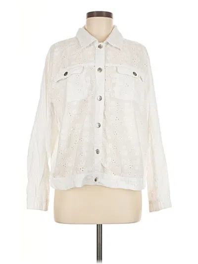 Pre-owned Colleen Lopez Long Sleeve Button Down Shirt In Ivory