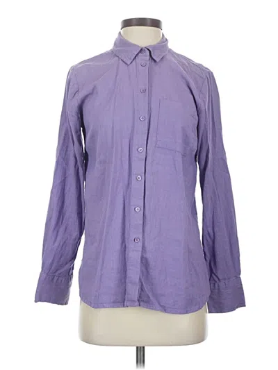 Pre-owned Colleen Lopez Long Sleeve Button Down Shirt In Purple