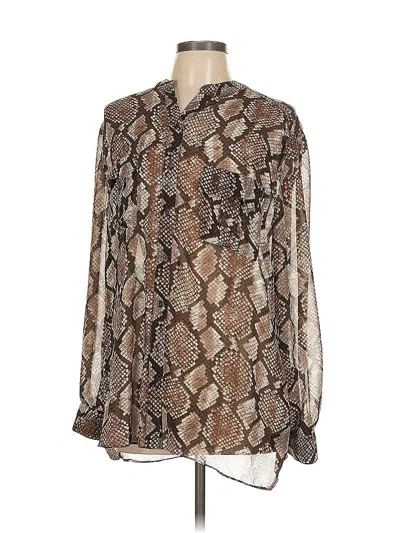 Pre-owned Colleen Lopez Long Sleeve Polo Shirt In Brown