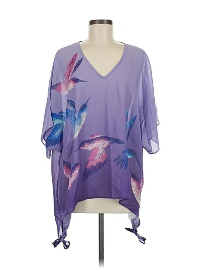 Pre-owned Colleen Lopez Short Sleeve Blouse In Purple