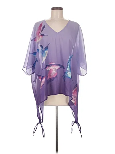 Pre-owned Colleen Lopez Short Sleeve Blouse In Purple