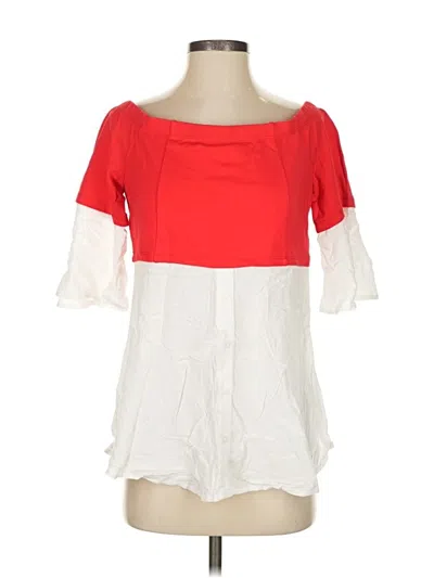 Pre-owned Colleen Lopez Short Sleeve Blouse In Red